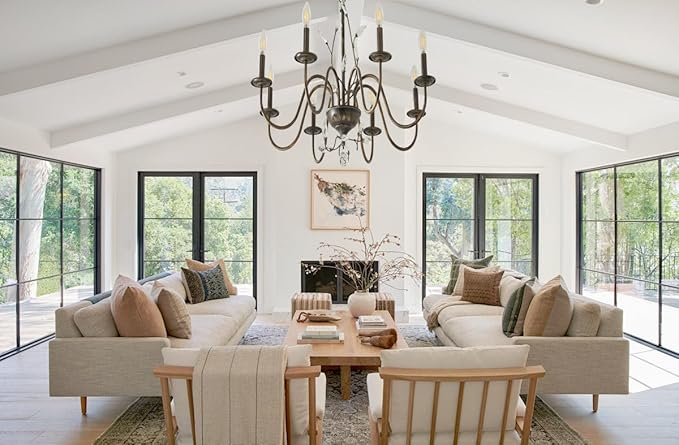 Farmhouse Crystal Chandelier, 32 Inch Modern Flower Branch Oil-Rubbed Bronze - Image 8