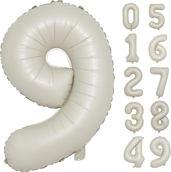 40 Inch Cream White Number 9 Balloon Mylar Big Foil Helium Number 19 29 39 49 by Lnhiya
