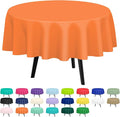 QIKSION Orange Round Tablecloth 12 Pack, 84 Inch Plastic Table Cover Disposable by QIKSION