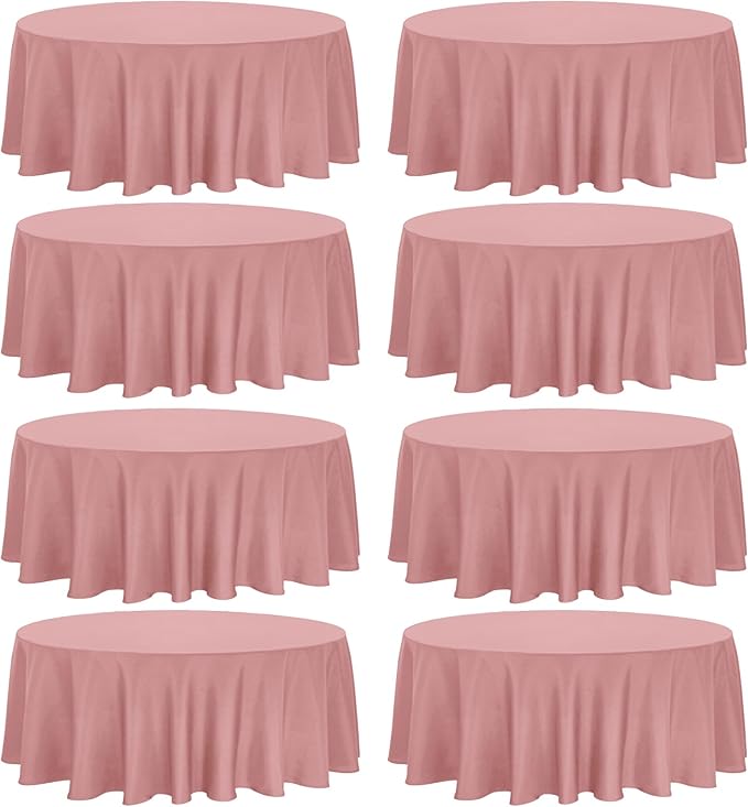 8 Pack Premium Round Tablecloth 90 Inch Round Table Covers Bulk Washable by Fivenl