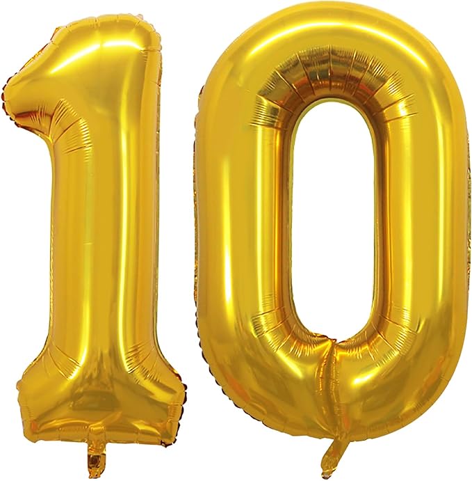 GOER Number 10 Balloons for 10th Birthday Party Decorations, 42 Inch Jumbo Foil by GOER