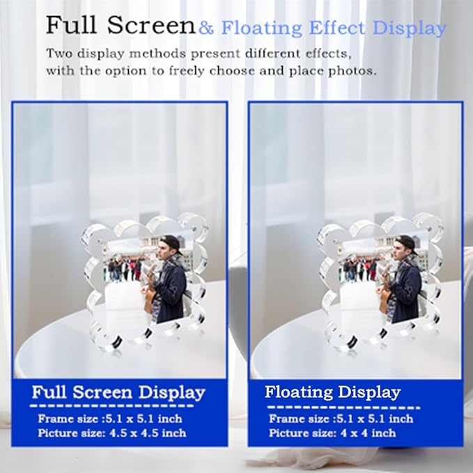 3 Pack 4x4 Inch Magnetic Acrylic Picture Frame, 10+10mm Thick Block, Double - Image 6