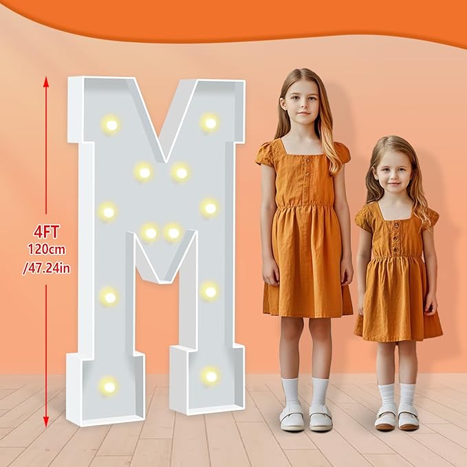 4FT Marquee Light Up Letters, Warm White Light Up Letter M, Large Marquee - Image 2