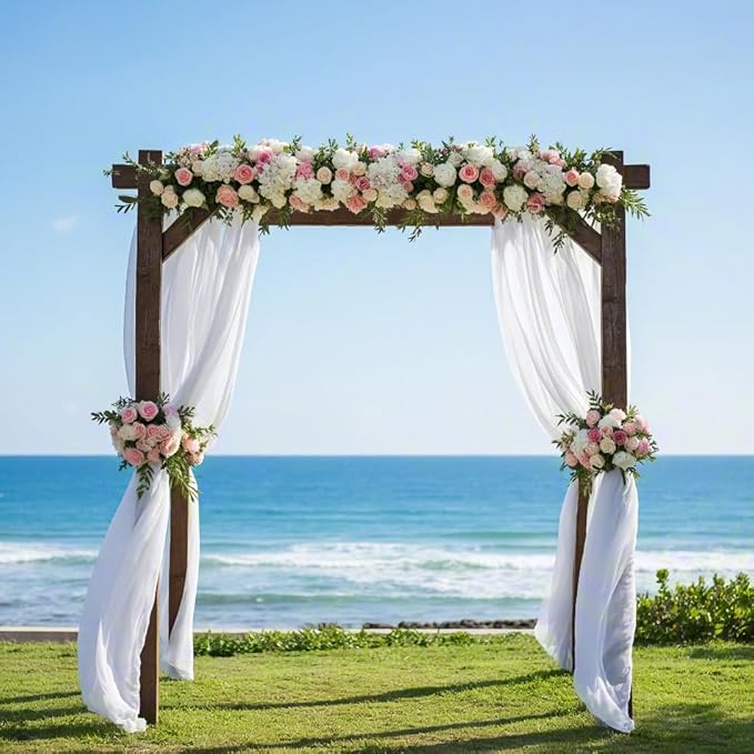 White Wedding Arch Draping Fabric 1 Panel 30'' x 18FT Sheer Chiffon Arch Drapery - Image 6