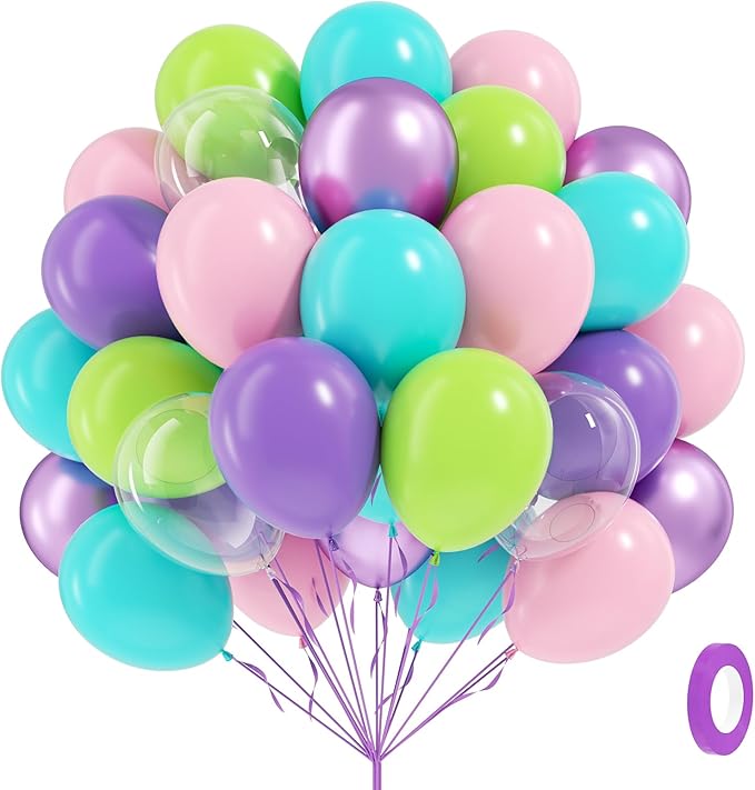 60pcs Blue and Green Balloons 12inch by Leraqertra
