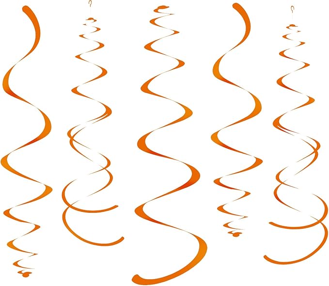 WEVEN Orange Party Hanging Swirl Decorations Plastic Streamer by WEVEN