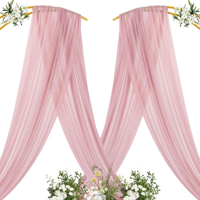 MLMC Dusty Rose Wedding Arch Draping Fabric 2 Panels 29" x 20 FT Extra Long - Image 3