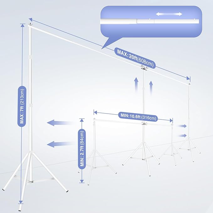 EMART Backdrop Stand, 20x7ft Large Adjustable Background Support System - Image 3