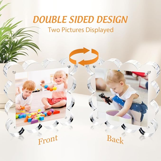3 Pack 4x4 Inch Magnetic Acrylic Picture Frame, 10+10mm Thick Block, Double - Image 3
