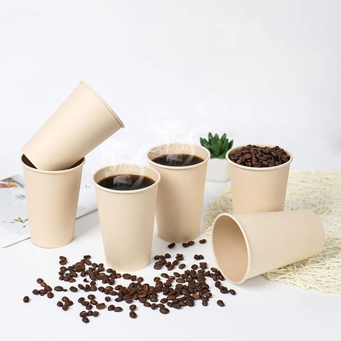 160 Count 15 oz Disposable Coffee Cups Paper Cups, Plant Fiber Cups Brown Hot - Image 4