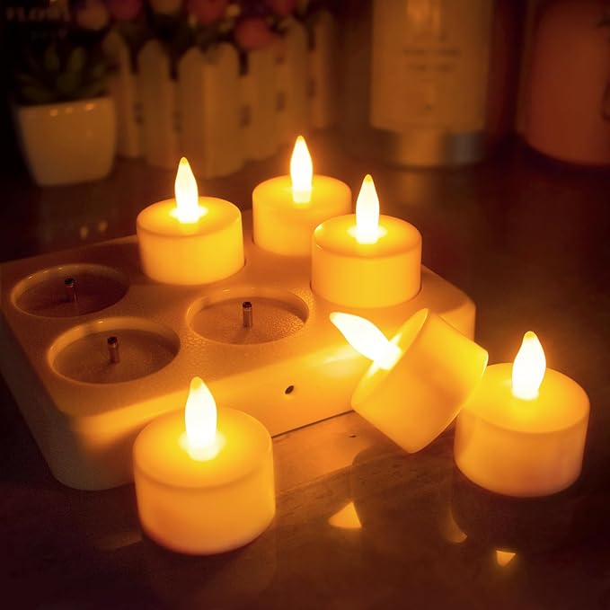 HL Flameless Candles with Remote & Charging Base, LED Votive TeaLights Yellow - Image 7