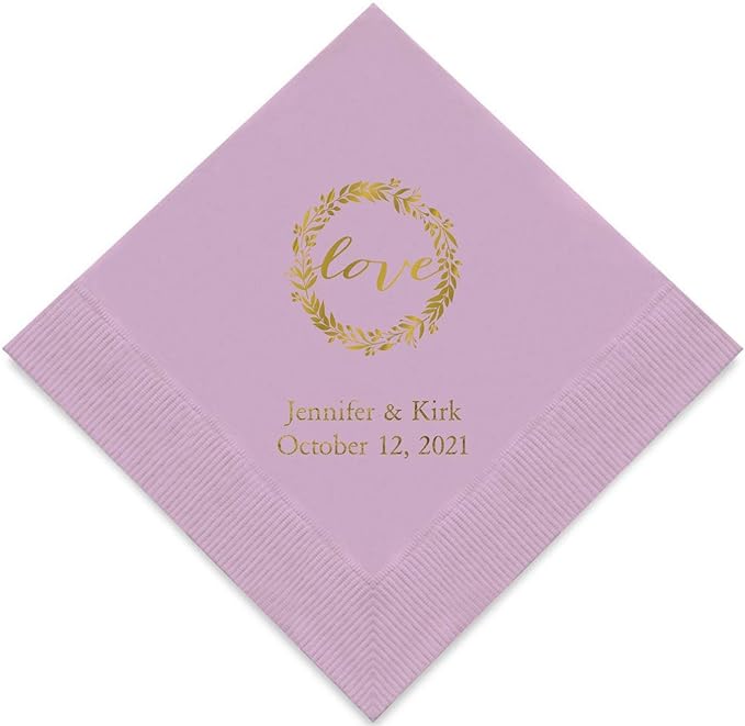Weddingstar Personalized Printed Paper Napkins 3-Ply 50 Pack by WEDDINGSTAR