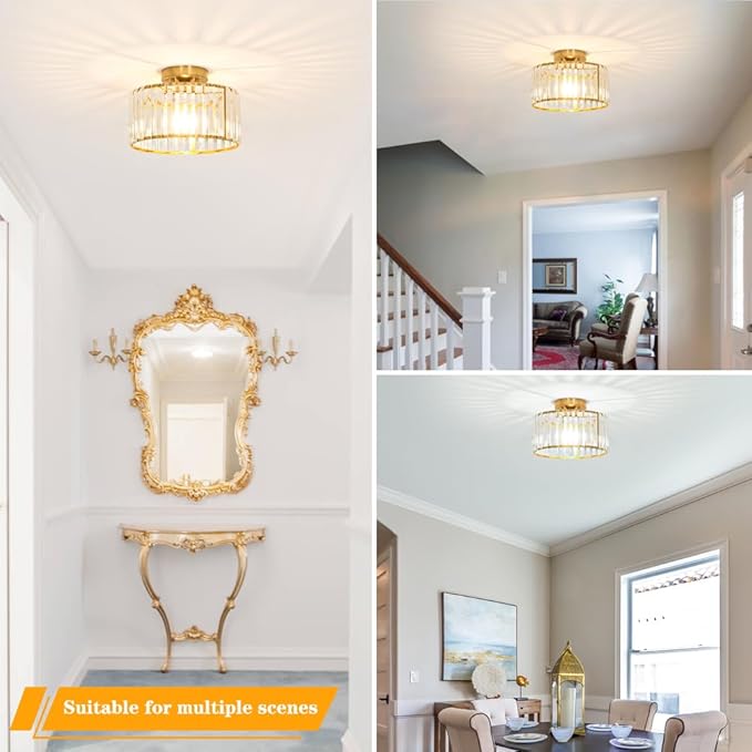 Crystal Ceiling Light Fixture, Modern Semi Flush Mount Ceiling Light, Close To - Image 4