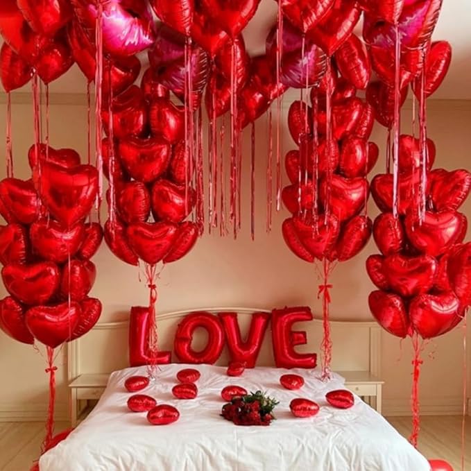 20 pcs Red Heart Balloons, 18 inch Heart Shaped Balloon foil Love Balloon - Image 5