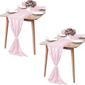 2 Pack 10Ft Blushing Pink Chiffon Table Runner Sheer 29x120 Inch by Pufogu