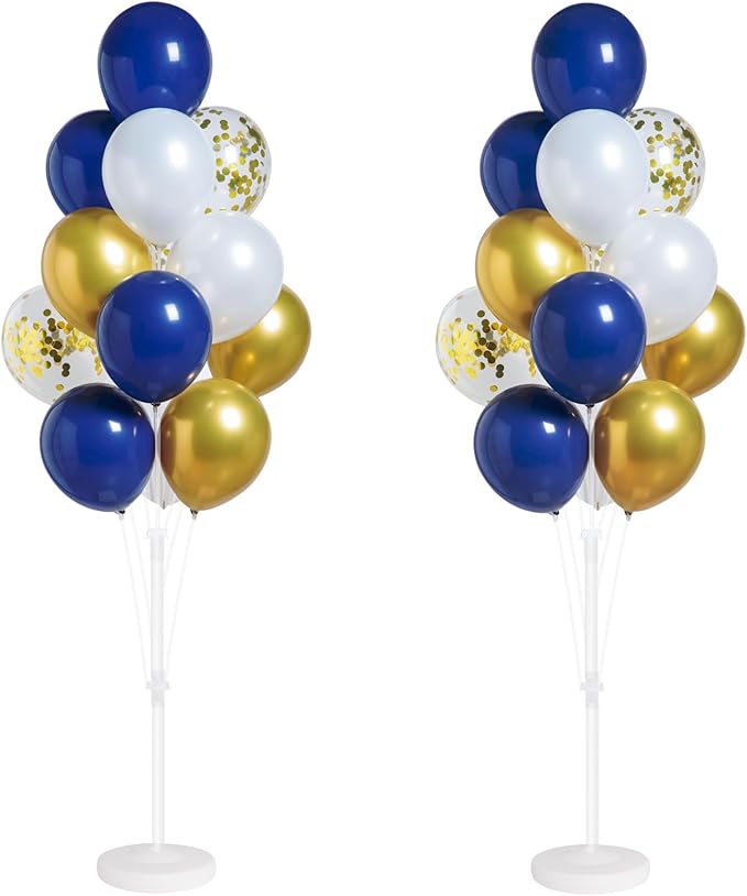 Navy Blue Gold Confetti Balloon Column Stand Kit Set of 2 Included-Balloon by IMISNO