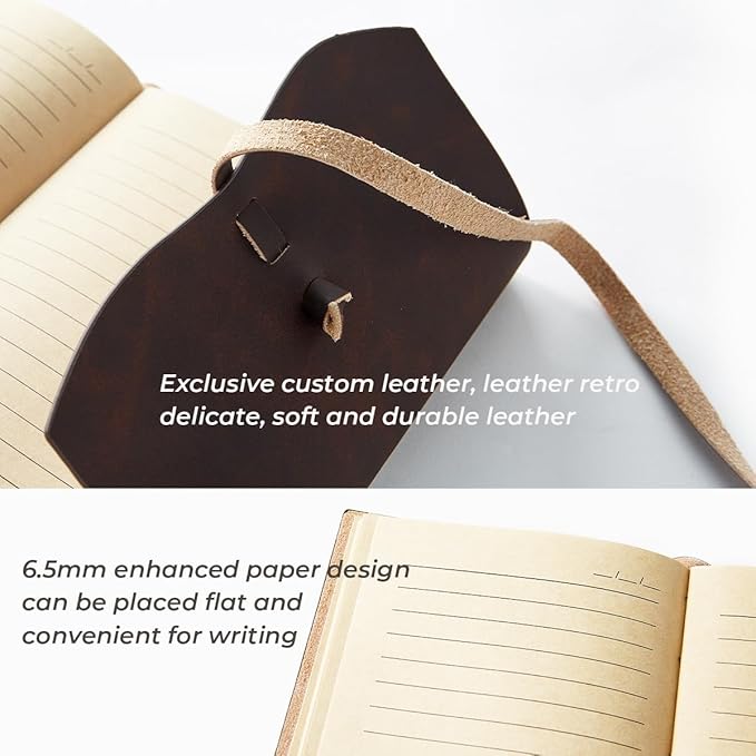 Leather Journal Notepad, Small Notebook 4.8x6.5 Inches, Mini Journal, Retro - Image 3