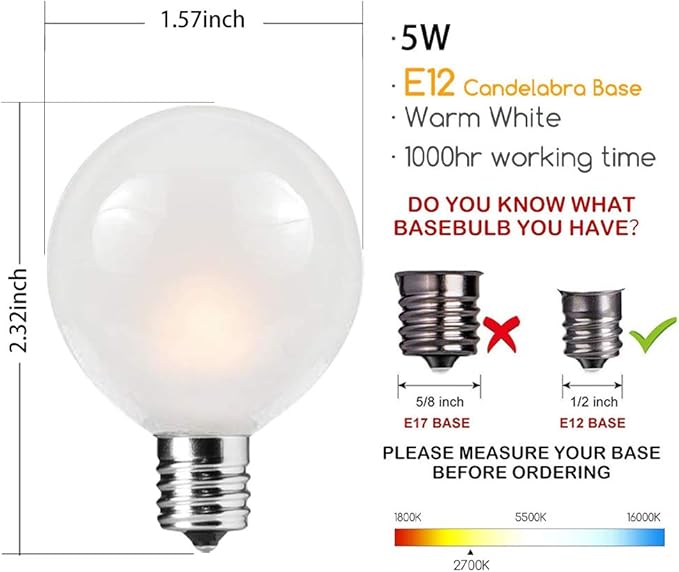 SUNSGNE 25Ft Outdoor Patio String Lights G40 - Image 3