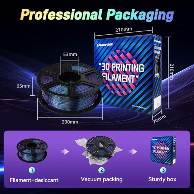 FLASHFORGE Chameleon Gradient Rapid PLA Filament Burnt Titanium & Nebula Purple - Image 6