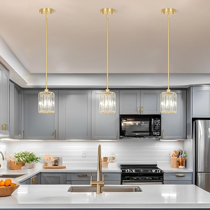 Gold Kitchen Pendant Lights Over Island - Image 2