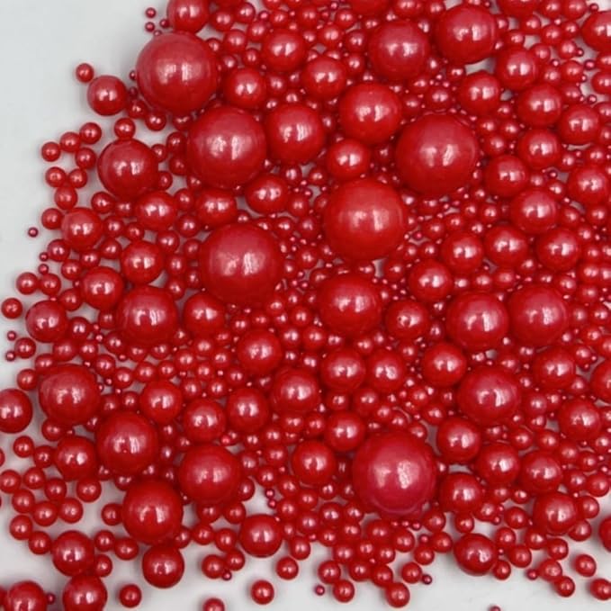 Edible Pearl Sugar Sprinkles Red Candy Mixing Size Baking Edible Cake - Image 4
