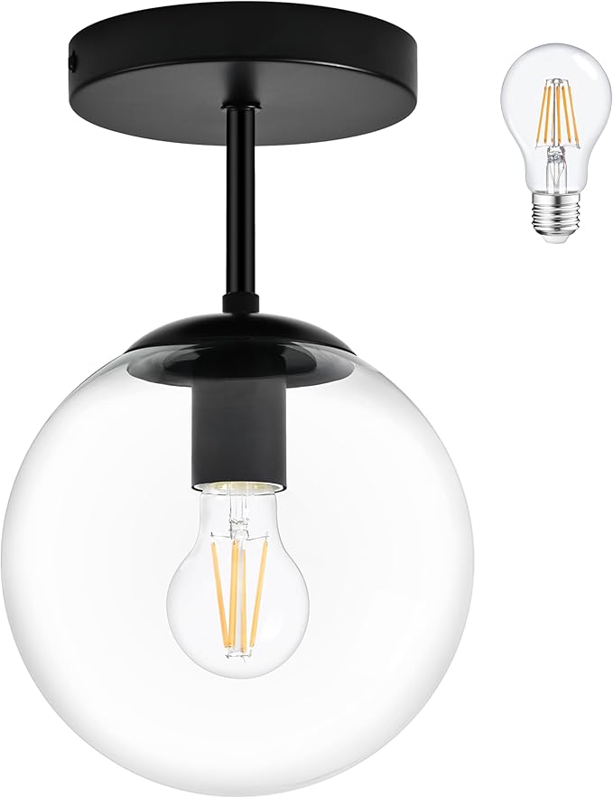 Globe Semi Flush Mount Ceiling Light, Mid Century Modern Light Fixture Ceiling by Bagood