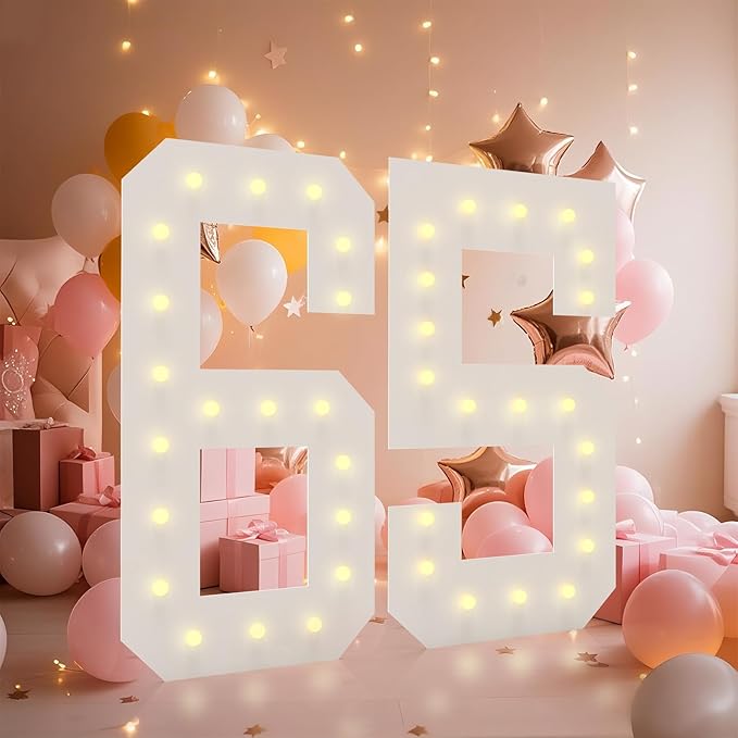 LOBOOM 4FT Light Up Numbers, Marquee Numbers 4 Feet Tall Giant Number 65 Mosaic by LOBOOM