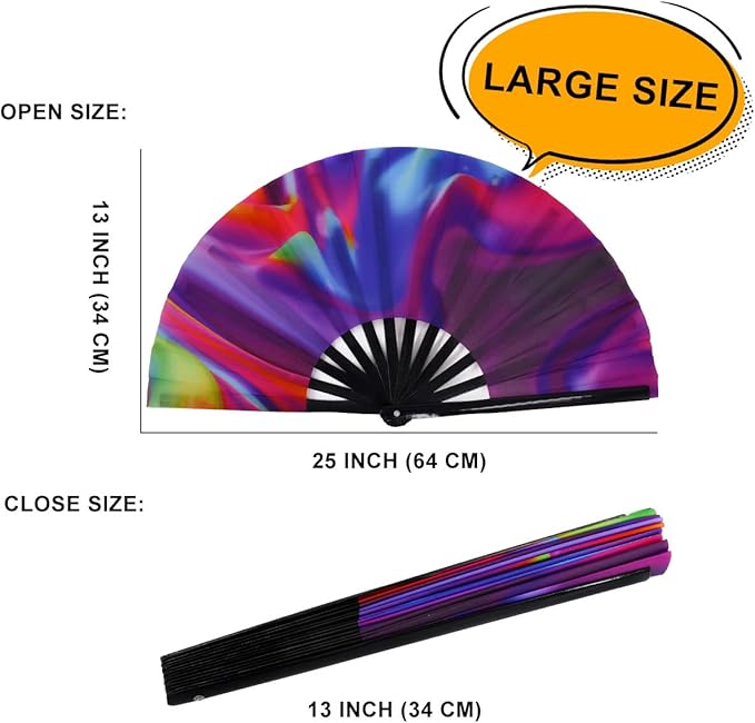 Amajiji Large Folding Hand Rave Fan Popping Fan - Image 2