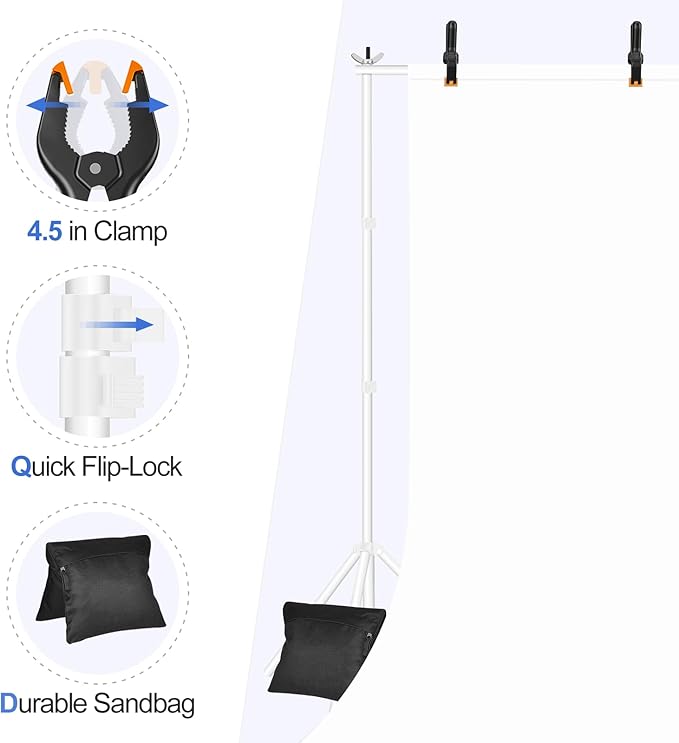 EMART Backdrop Stand 10x8.5ft Photo Studio Adjustable Background Stand Support - Image 5
