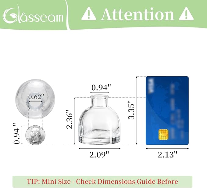 Glasseam Mini Bud Vases in Bulk 40: Clear Small Flower Vases - Image 2