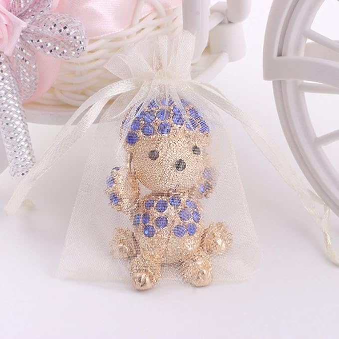 Wudygirl 100pcs Drawstring Organza Bags 5 x 7 Inch Ivory Packaging Seashell Pin - Image 3