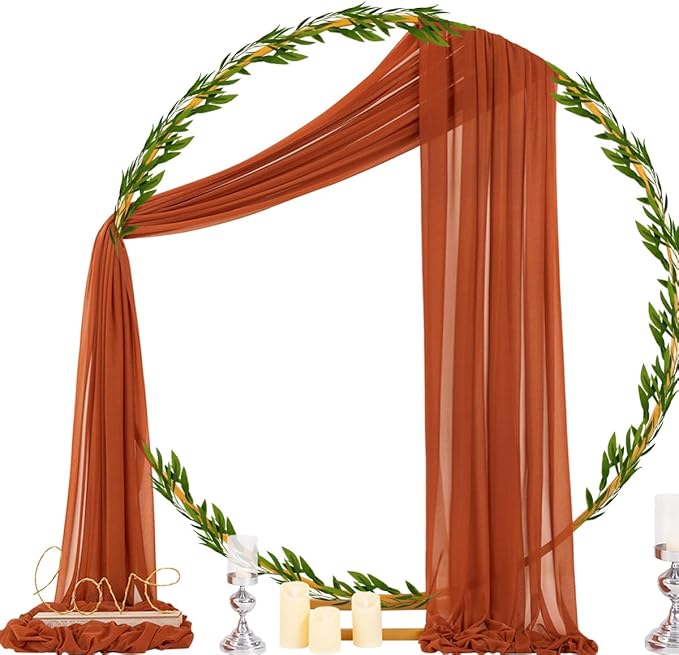 Socomi Terracotta Sheer Wedding Decor Fall Draping Fabric 29" x 20Ft 2 Panels - Image 3