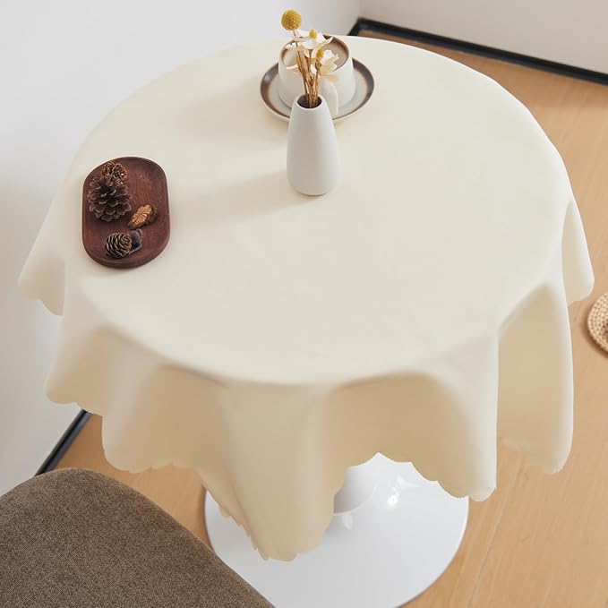 Small Square Beige Tablecloth 36 x 36 Inch Polyester Fabric Washable Table - Image 3