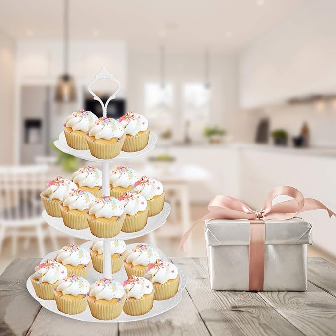 Coitak 3 Tier Cupcake Stand, Plastic Tiered Serving Stand, Dessert Tower Tray - Image 6