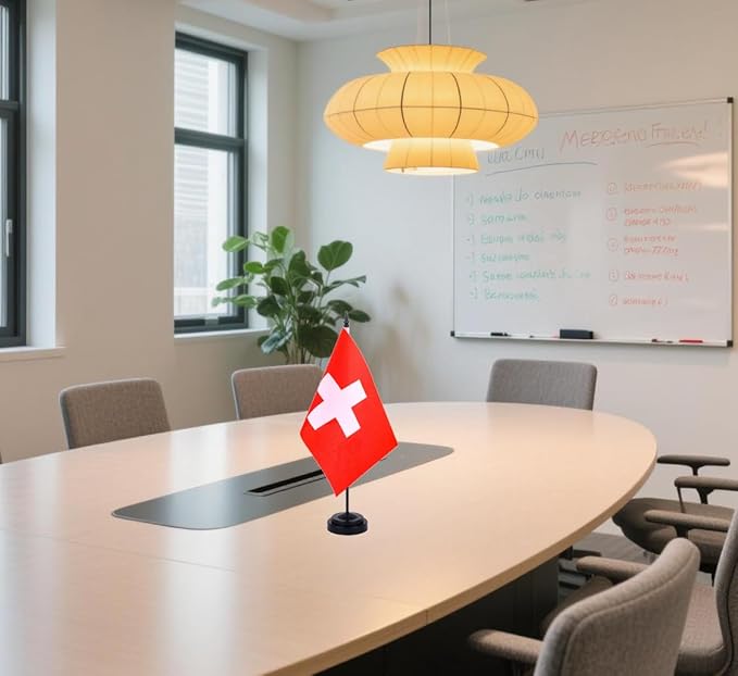 Switzerland Desk Flag 12" Solid Pole Deluxe Set Swiss Flags Banner Mini Small - Image 6