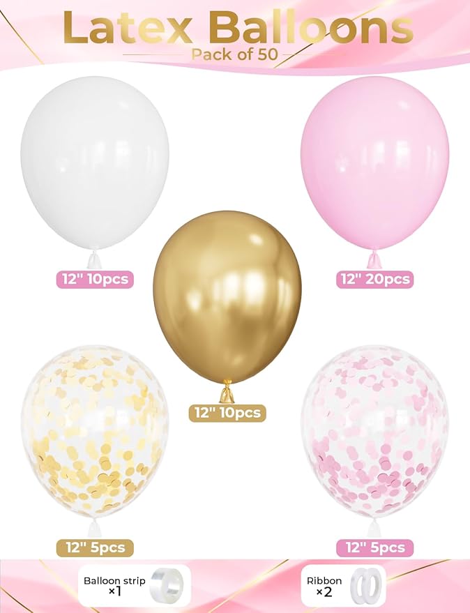 Pink and Gold Balloons Set - Image 3