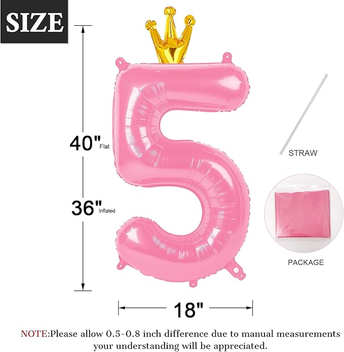 Pink 40 Inch Number Balloon - Image 2