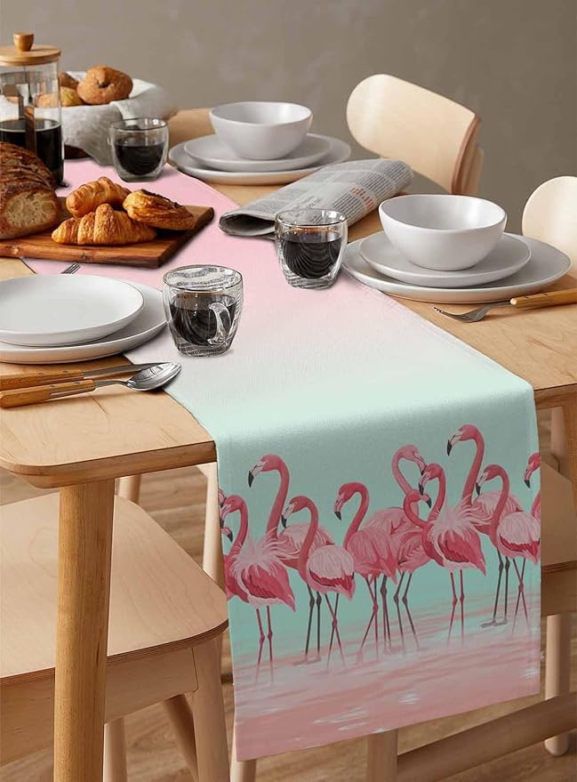 Tropical Flamingo Cotton Linen Table Runner - Image 3