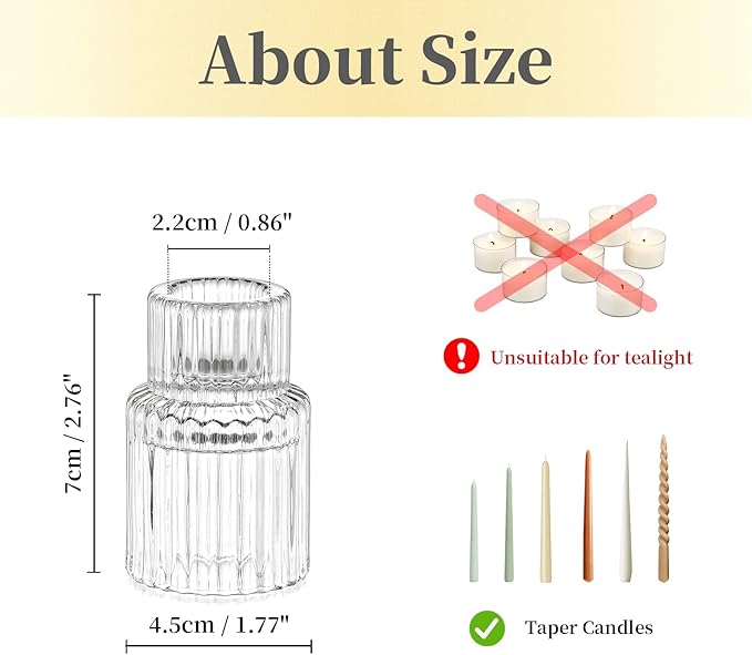 Candle Holder Glass Candlestick Holders: Hewory 10PCS Clear Taper Candle - Image 5