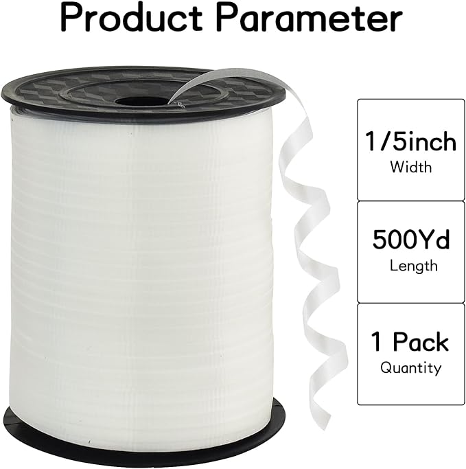BEISHIDA 500 Yards Matte White Curling Ribbon Balloon String Crimped Ribbons - Image 2