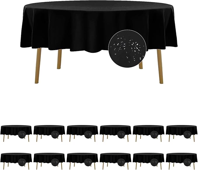 Fokitut 12 Pack Waterproof Round Tablecloth, 90 Inch, Stain Resistant and by BalsaCircle