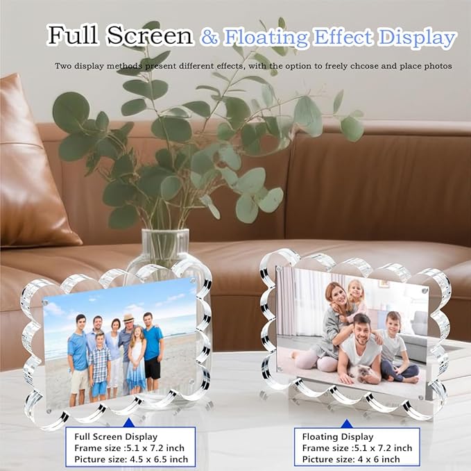 3 Pack 4x6 Inch Magnetic Acrylic Picture Frame, 10+10mm Thick Block, Double - Image 6