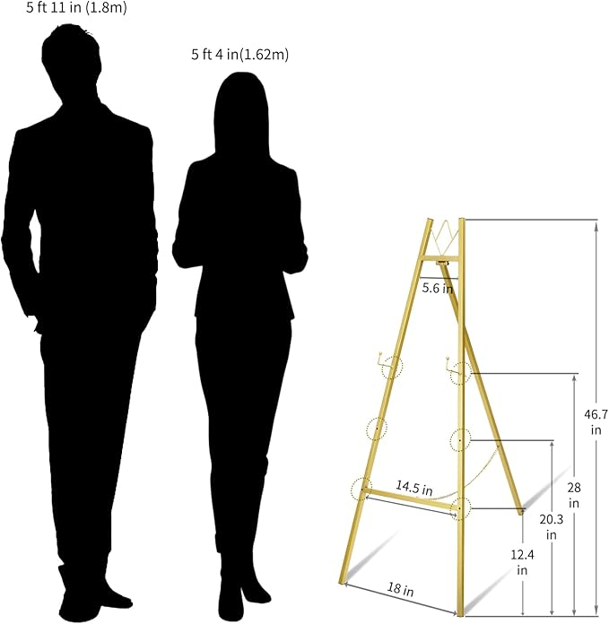 GRENTY 46.7" Gold Easel Stand for Wedding Signs – No Assembly Needed, Heavy - Image 3