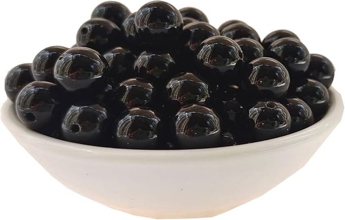 Stone Beads 8mm 100pcs Black Agate Beads Round Loose Gemstones Beads by ABOKOY