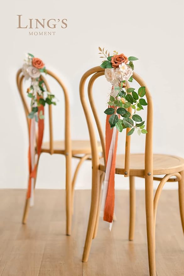 Ling's Moment 8 Wedding Artificial Aisle Pew Flowers Chair Decorations - Image 3