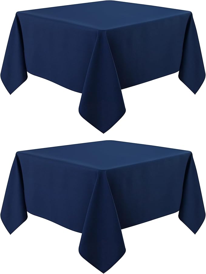 2 Pack Square Table Cloth 70X70 Inch Navy Washable Fabric Tablecloth Polyester by mylacerhome