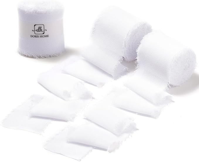 DORIS HOME White Chiffon Ribbon by DorisHome