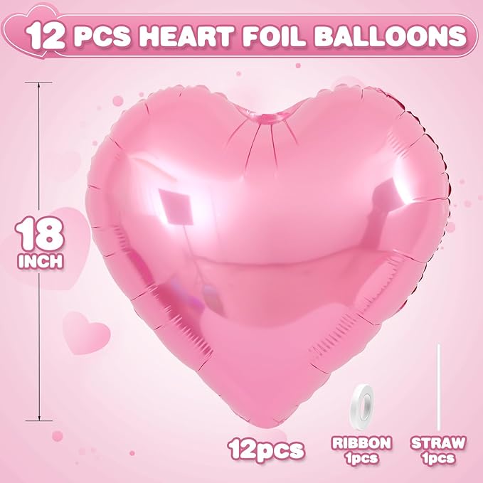 Pink Heart Balloons, 18Inch Pearl Pink Helium Polyester Film Balloon - Image 2
