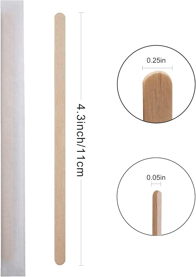 BLUE TOP Individually Paper Wrapped Wooden Coffee Stirrers 4.3 Inch Pack 500 - Image 2