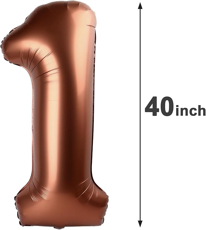 Dark Brown Number 1 Balloon 40 inch, Number 1 Birthday Balloon - Image 2